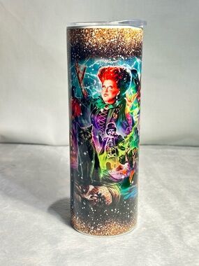 Hocus Pocus Halloween Glow Sanderson Sisters Sublimation Skinny 20oz Tumbler 8x3